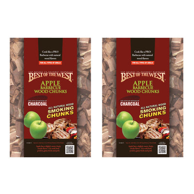 Best of the West 1/5 Cu. Ft. Bag of Natural Smoking Wood Chunks, Apple (2 Pack)
