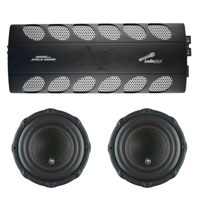 Audiopipe Car Audio Package w/ 1800W Class D Mono Amp and 2 12" 1800W Subwoofers - VMInnovations