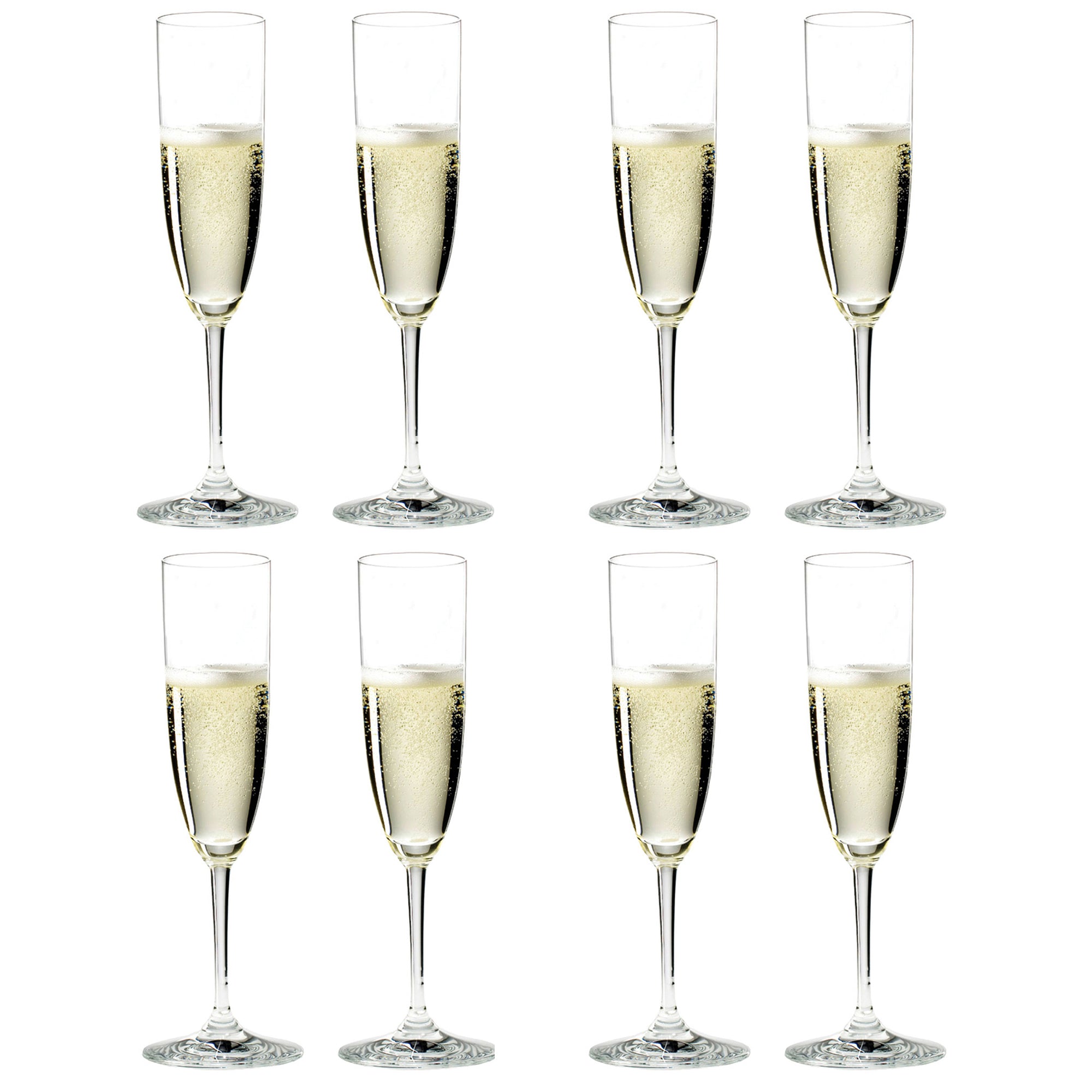 Riedel Vinum Dishwasher Safe Crystal Champagne Wine Glasses w/ Cloth (8 Pack)