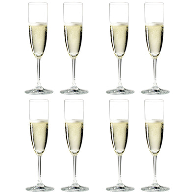 Riedel Vinum Dishwasher Safe Crystal Champagne Wine Glasses w/ Cloth (8 Pack)
