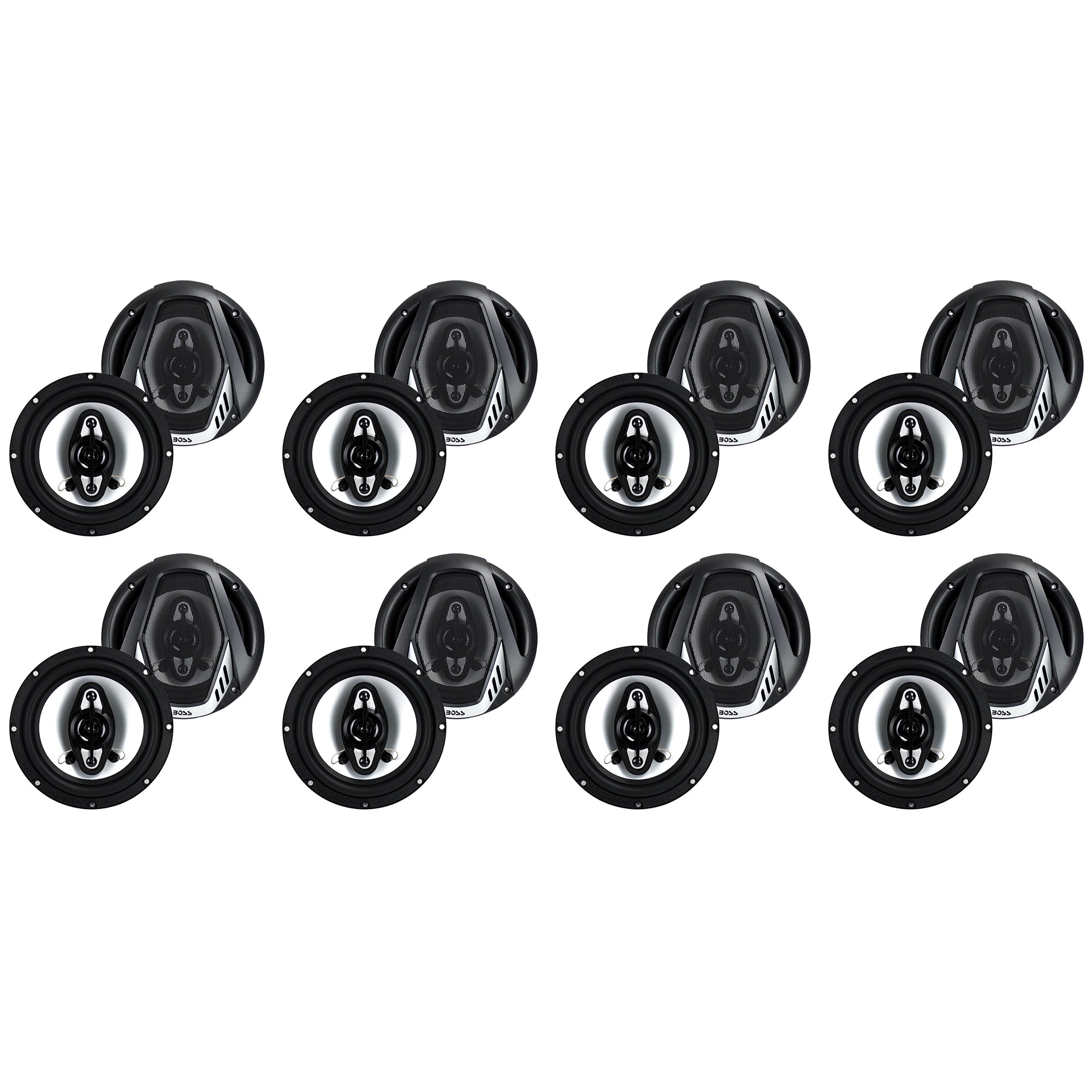 BOSS NX654 6.5" 400W 4-Way Car Audio Coaxial Speakers Stereo 4 Ohm (8 Pack) - VMInnovations