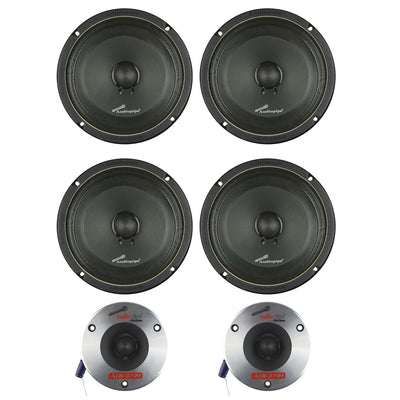 Audiopipe Car Audio Package w/4 8" Midwoofer Speakers & 2 3.75" Titanium Tweeter