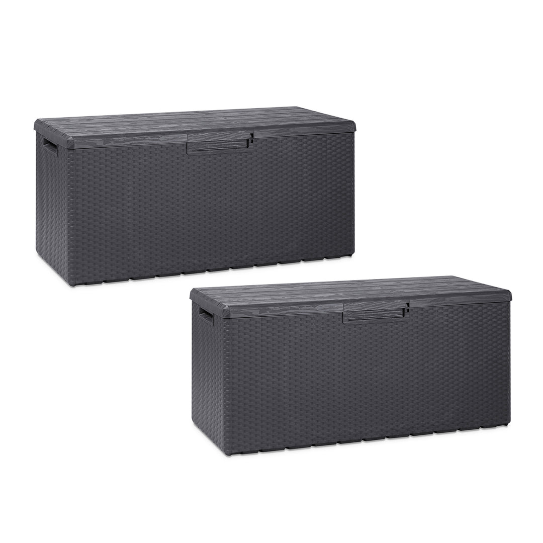 Toomax Z175E097 Portofino Durable 90 Gal Novel Resin Outdoor Deck Box, (2 Pack)