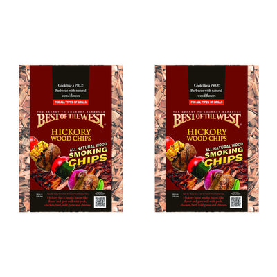Best of the West Natural BBQ Hickory Wood Smoking Chips, 180 Cu Inches (2 Pack)