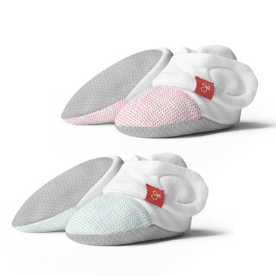 Goumikids Organic Stay On Baby Gripper Boots Booties, 6-12M Pink/Aqua (2 Pair) - VMInnovations