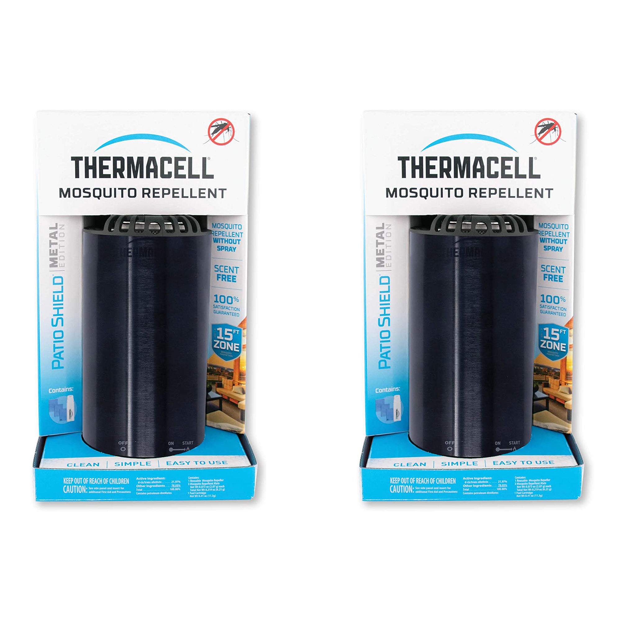 Thermacell Patio Shield Portable No Spray Bug Mosquito Repellent, Metal (2 Pack)