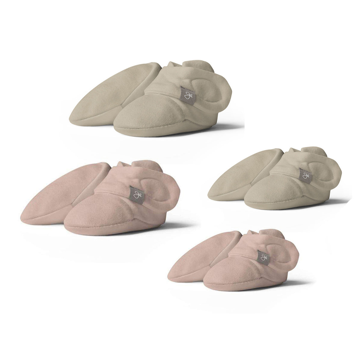 Goumikids Stay On Organic Baby Bootie Bundle, 0-3M & 3-6M Rose/Soybean (4 Pairs) - VMInnovations