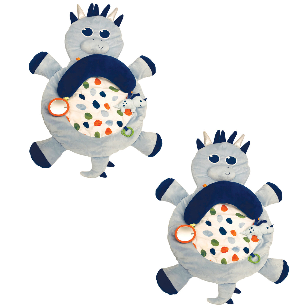 Little Tikes 3 in 1 Infant Tummy Time Plush Pillow Playmat, Blue Dino (2 Pack) - VMInnovations