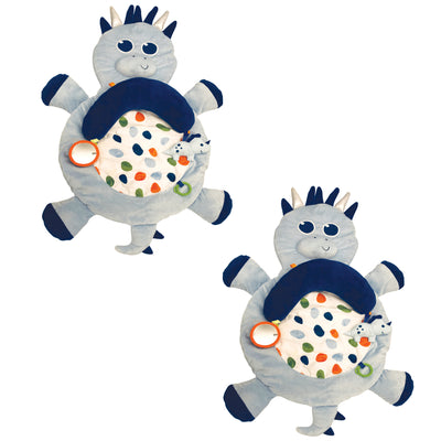 Little Tikes 3 in 1 Infant Tummy Time Plush Pillow Playmat, Blue Dino (2 Pack) - VMInnovations