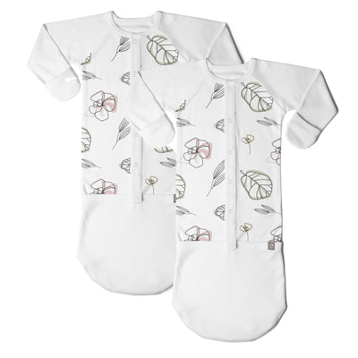 Goumikids Baby Sleep Gown Sleepsack Pajama Clothes, 0-3M & 3-6M Floral(2 Pair) - VMInnovations
