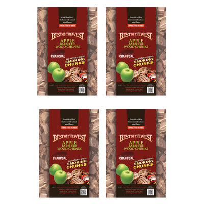 Best of the West 1/5 Cu. Ft. Bag of Natural Smoking Wood Chunks, Apple (4 Pack)