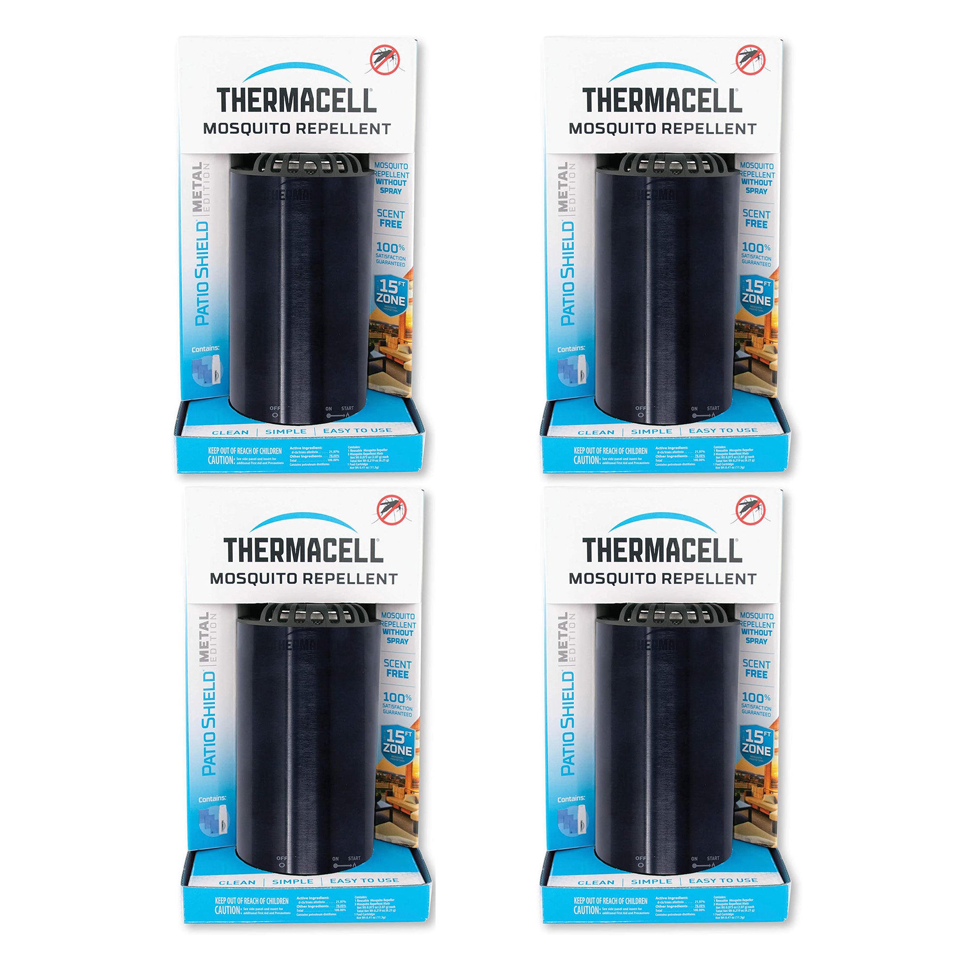 Thermacell Patio Shield Portable No Spray Bug Mosquito Repellent, Metal (4 Pack) - VMInnovations