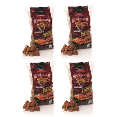 Best of the West Mesquite BBQ Smoking Wood Chunks for Grilling, 8 Lbs (4 Pack)
