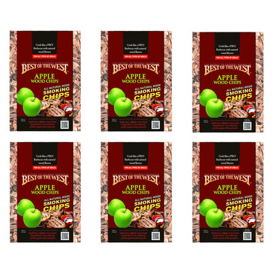 Best of the West All Natural BBQ Apple Wood Smoking Chips, 180 Cu Inch (6 Pack) - VMInnovations