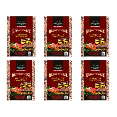 Best of the West Natural BBQ Mesquite Wood Smoking Chips, 180 Cu Inches (6 Pack)