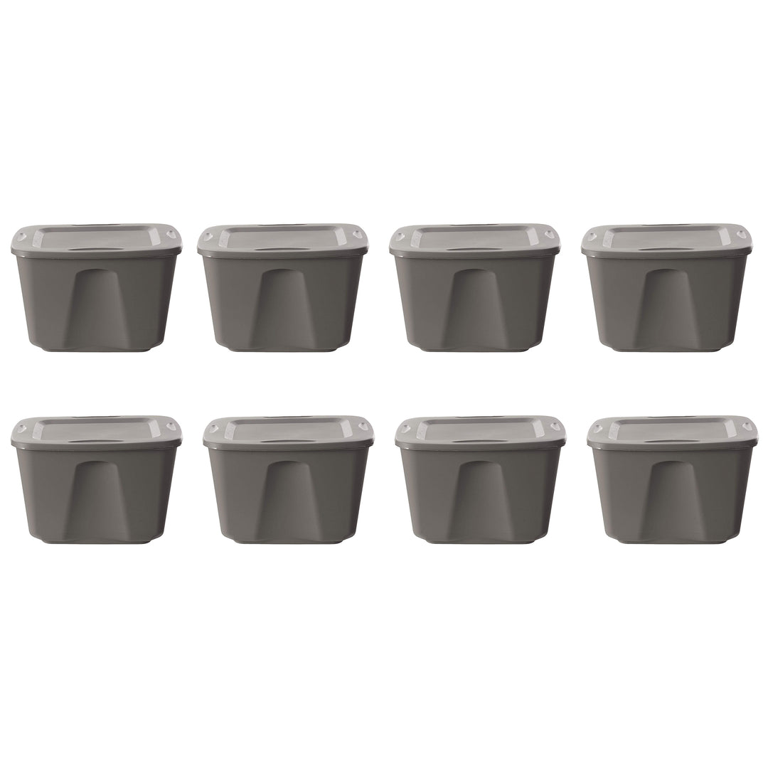 Homz 18-Gallon Stackable Plastic Storage Tote Container with Snap-On Lid, 8 Pack