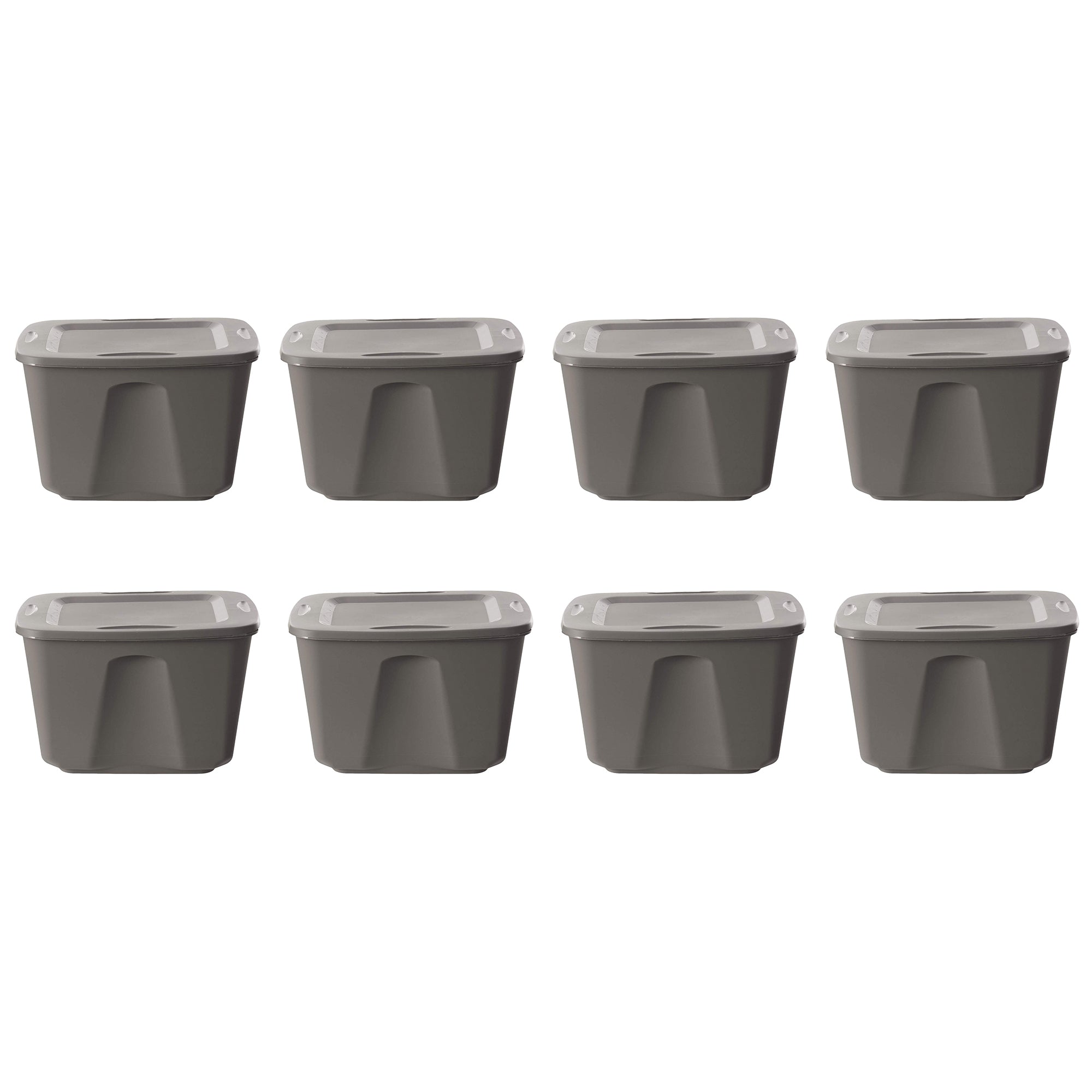 Homz 18-Gallon Stackable Plastic Storage Tote Container with Snap-On Lid, 8 Pack - VMInnovations