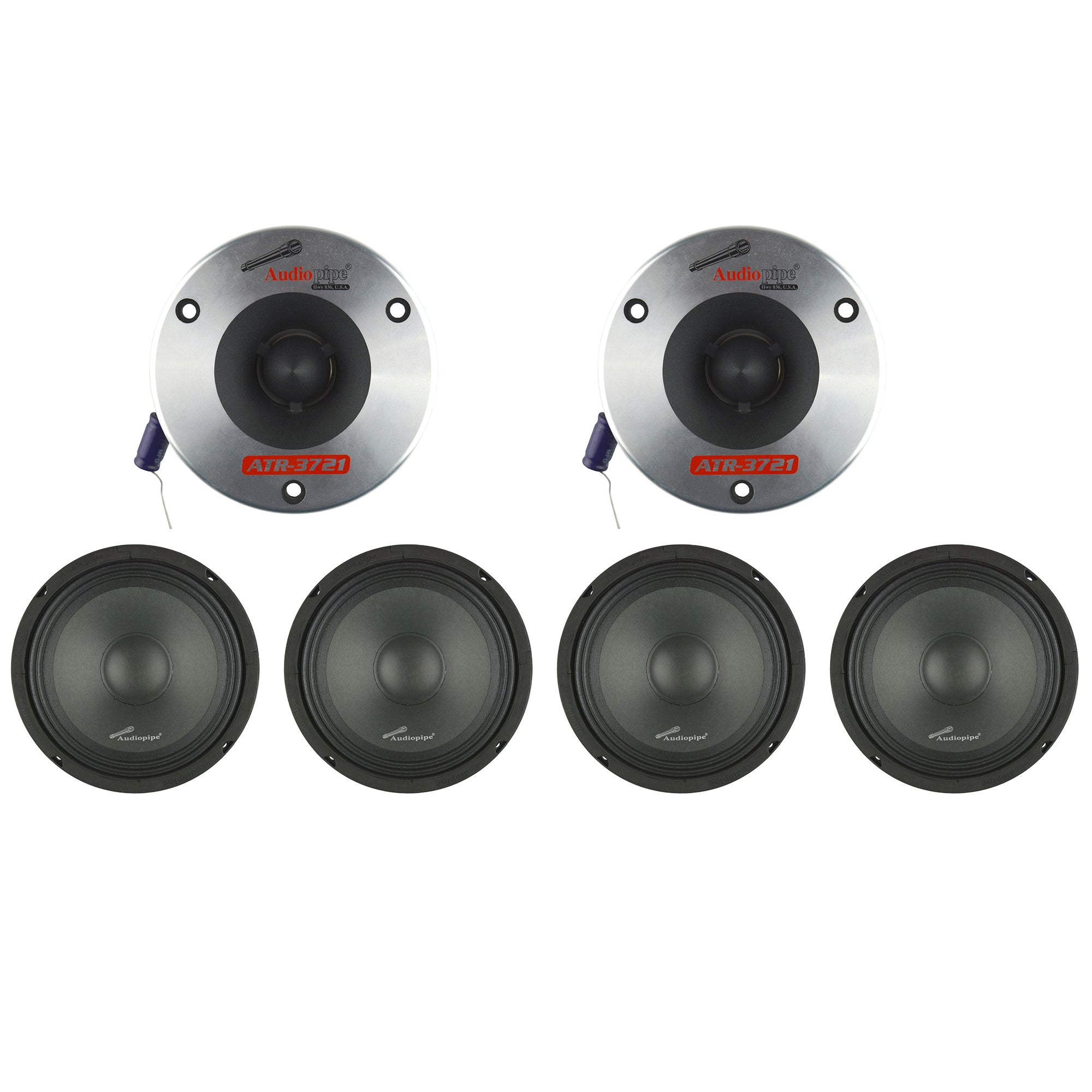 Audiopipe Car Audio Package with 2 3.75" Titanium Tweeters and 4 8" Speakers