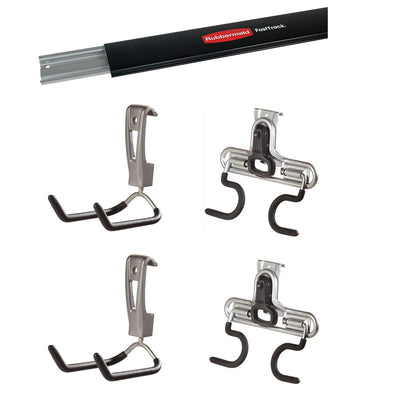 Rubbermaid FastTrack 48" Wall Mounted Storage Rail + Utility Hook + S Hook Rack - VMInnovations