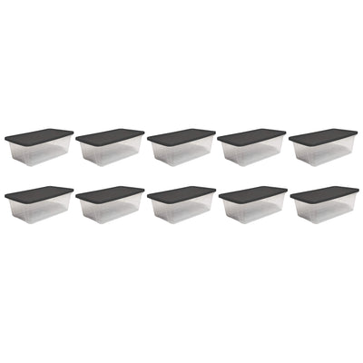 Homz Snaplock Extra Small 6-Quart Clear Storage Container w/ Gray Lid, 10 Pack