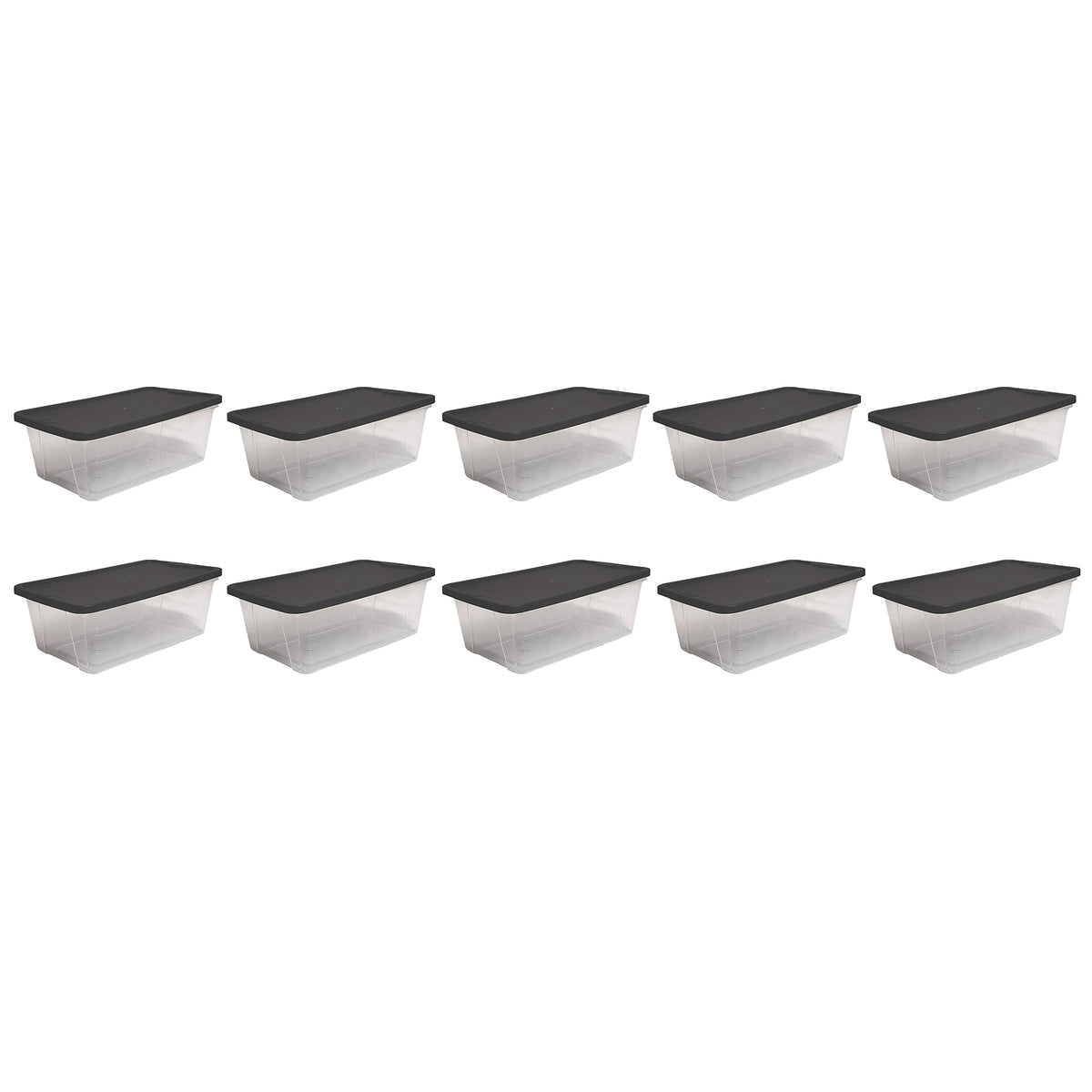 Homz Snaplock Extra Small 6-Quart Clear Storage Container w/ Gray Lid, 10 Pack