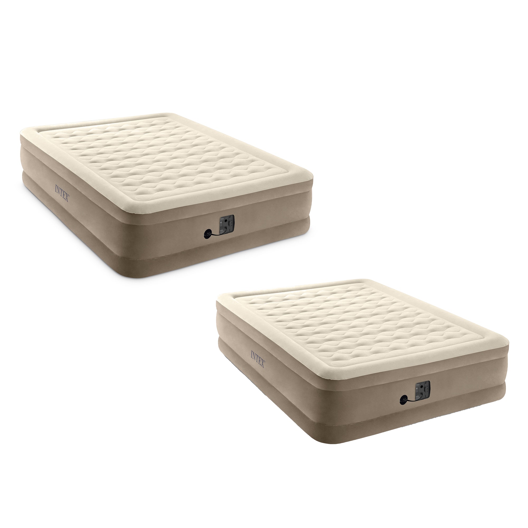 Intex Plush Fiber-Tech Elevated Air Mattress with Built-In Pump, Queen (2 Pack) - VMInnovations