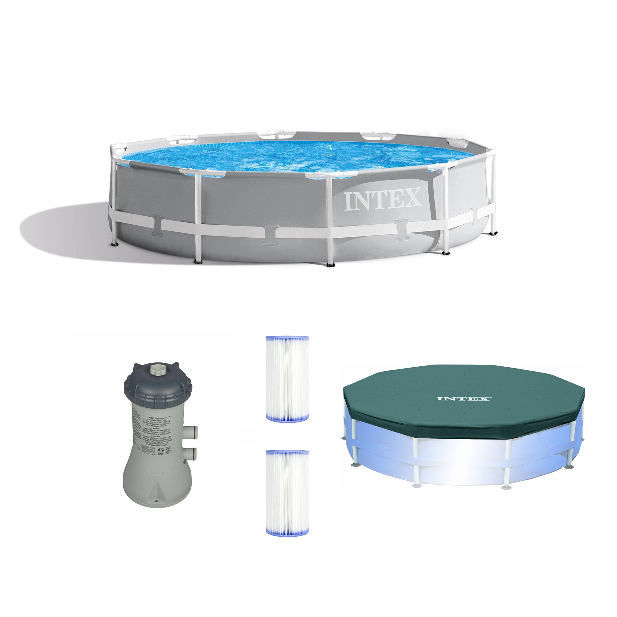 Intex 10' x 30" Above Ground Pool w/ Cartridge Filter Pump, 2 Filters & Cover