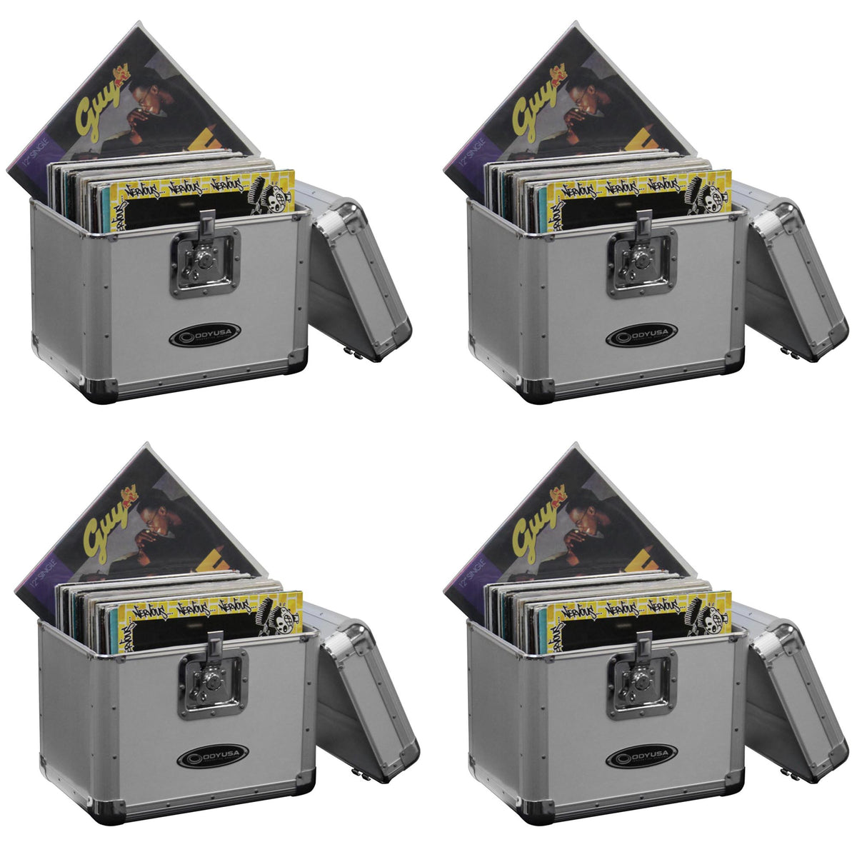 Odyssey KROM Transport Storage Case for 70 12" Vinyl Records, Silver (4 Pack)