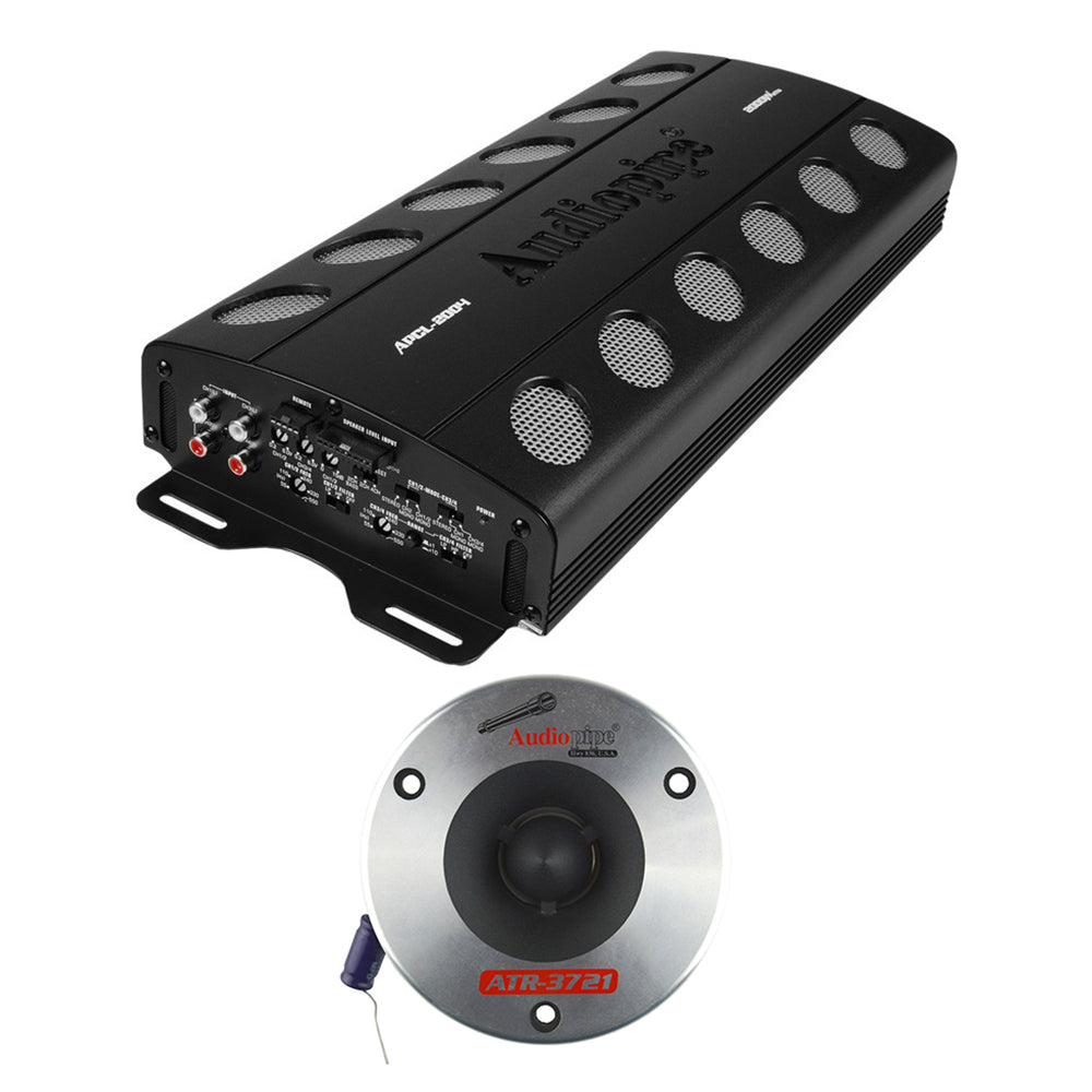 Audiopipe Car Audio Package w/2000W MOSFET Amp and 2 3.75" Titanium Pro Tweeters