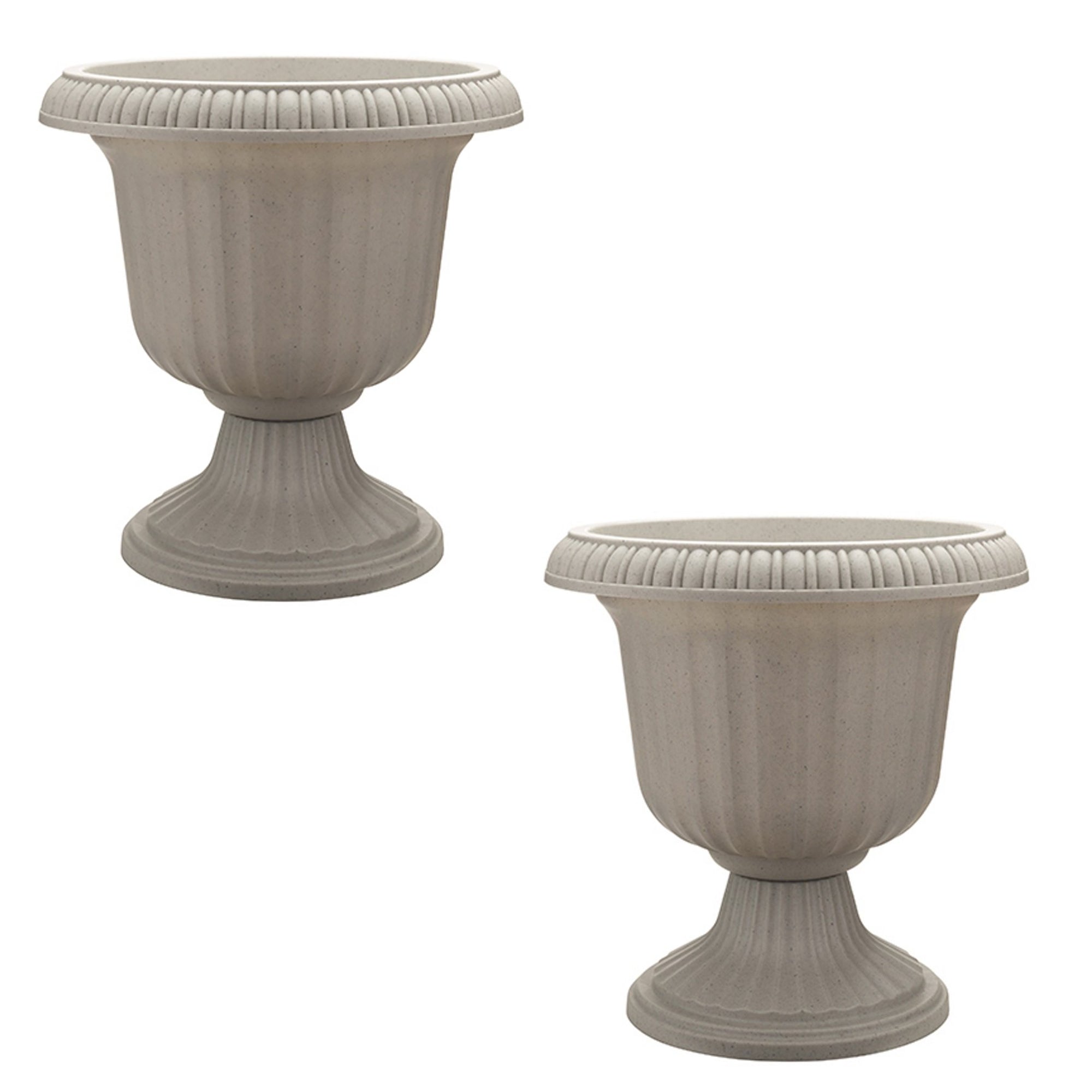 Southern Patio (2 Pack) 14" Outdoor Lightweight Resin Utopian Urn Planter, Stone