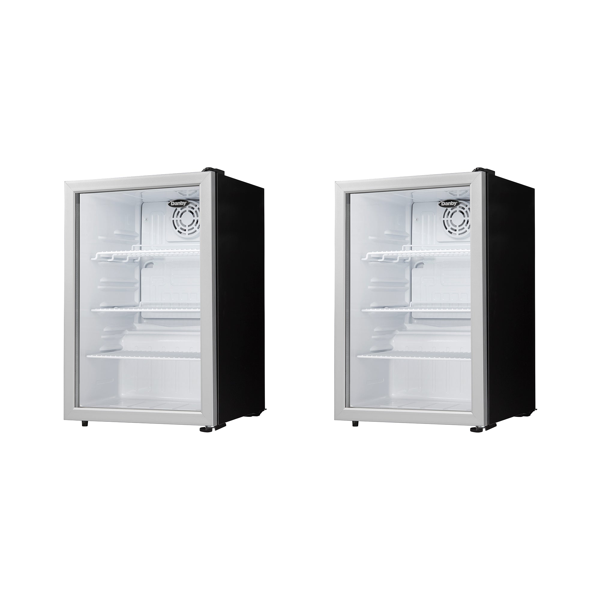 Danby 2.6 Cu. Ft. Glass Door Mini Fridge Compact Refrigerator, Silver (2 Pack) - VMInnovations