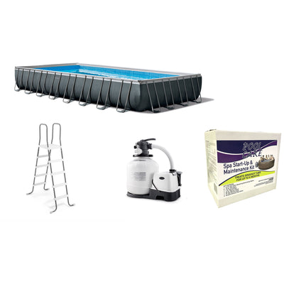 Intex 32' x 16' x 52" Ultra XTR Outdoor Pool Set & Qualco 6-Mo. Spa/Hot Tub Kit - VMInnovations