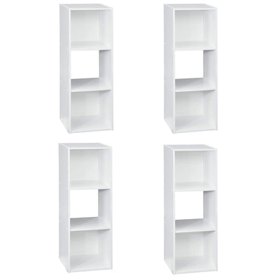 Closetmaid Decorative Home Stackable 3 Cube Organizer Storage, White (4 Pack) - VMInnovations