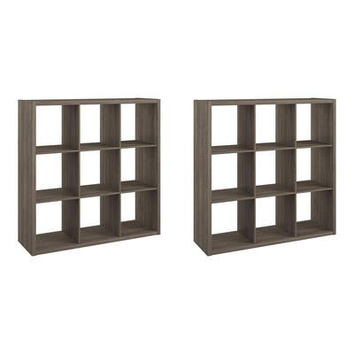 ClosetMaid Decorative Bookcase 9-Cube Storage Organizer, Graphite Gray (2 Pack)