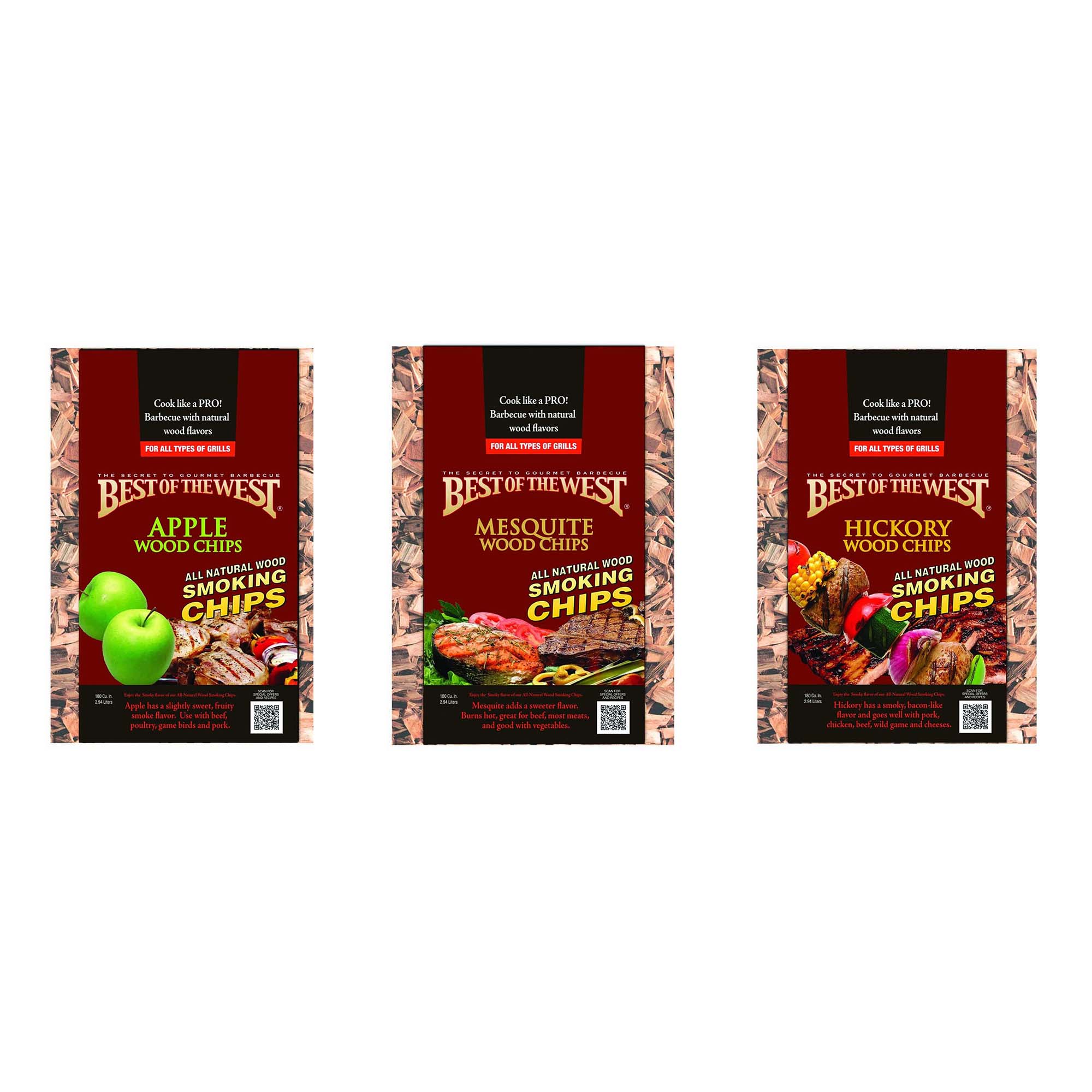 Best of the West Natural Multi Flavored BBQ Smoking Chip Bundle Pack (3 Pack)