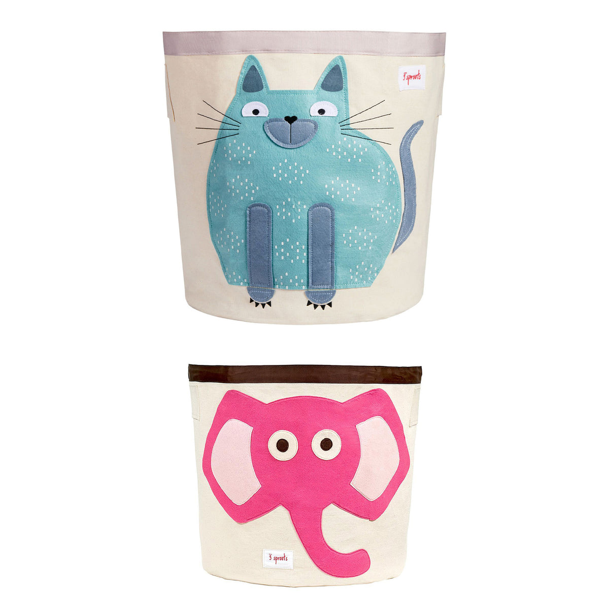 3 Sprouts Baby/Toddler Storage Laundry Toy Basket, Cat and Elephant (2 Pack)