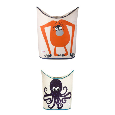 3 Sprouts Baby Laundry Hamper Storage Basket Bin, Orangutan & Octopus (2 Pack) - VMInnovations