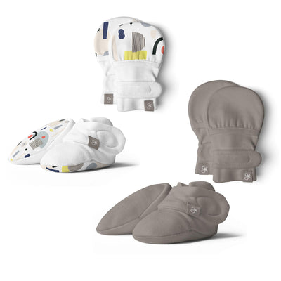 Goumikids 0-3M Soft Organic Stay On Baby Mitt & Bootie Newborn Bundle, 2 Pack - VMInnovations
