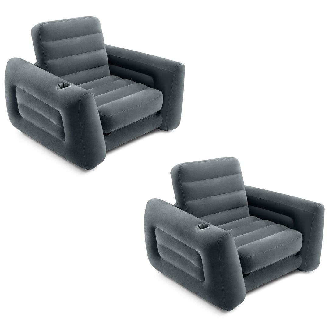 INTEX Inflatable Pull Out Sofa Chair Sleeper/Twin Sized Air Mattress (2 Pack)