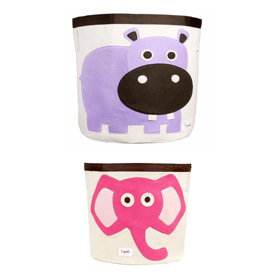 3 Sprouts Baby/Toddler Storage Laundry Toy Basket, Hippo and Elephant (2 Pack)