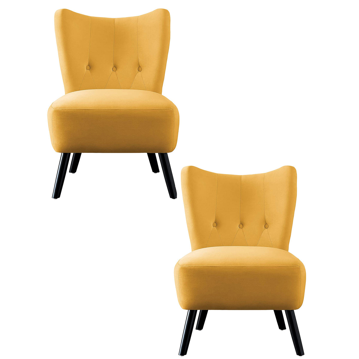 Homelegance Imani Mid Century Velvet Accent Upholstered Chair, Yellow (2 Pack)