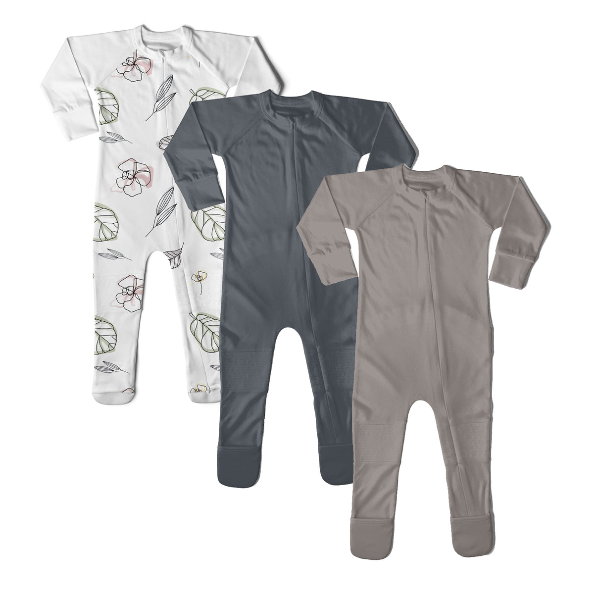 Goumikids Unisex 18-24M Baby Footie Pajamas Organic Sock Sleeper Clothes, 3 Pack - VMInnovations