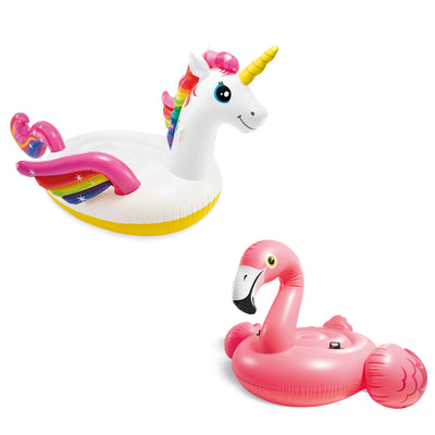 Intex Giant Inflatable Unicorn and Flamingo Island Ride On Swimming Pool Floats - VMInnovations