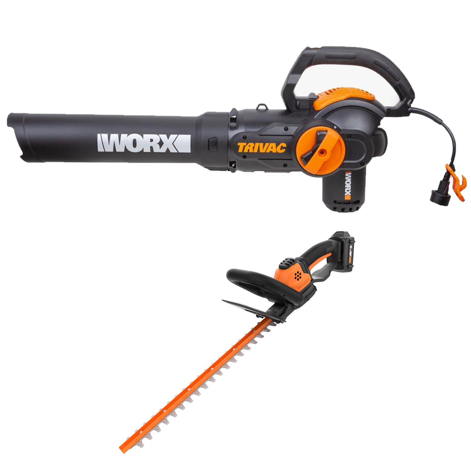 WORX Yard Tool Package w/ Trivac Electric Leaf Blower & Cordless Hedge Trimmer