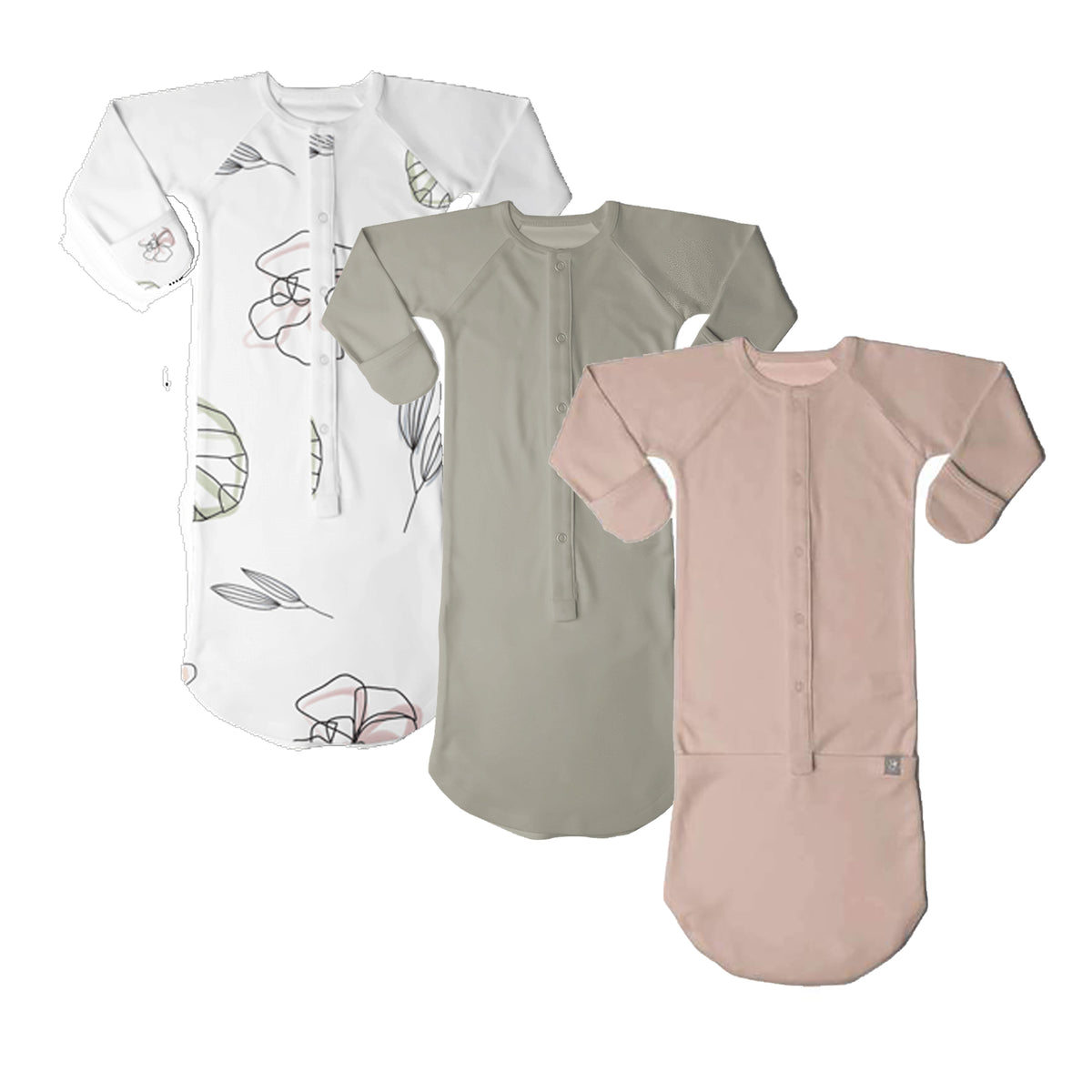 Goumikids Baby Sleep Gown Organic Sleepsack PJ Clothes, 0-3M Multicolor (3 Pair) - VMInnovations