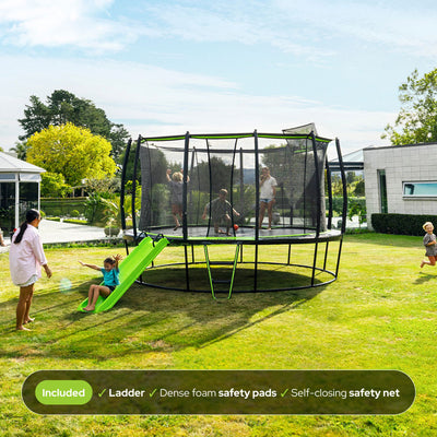 JumpFlex HERO 15' Trampoline with PROJAM Hero Basketball Hoop and Net Attachment