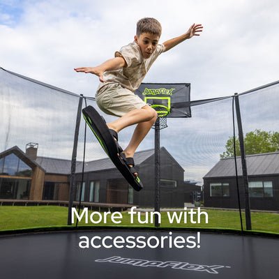 JumpFlex HERO 15' Trampoline with PROJAM Hero Basketball Hoop and Net Attachment