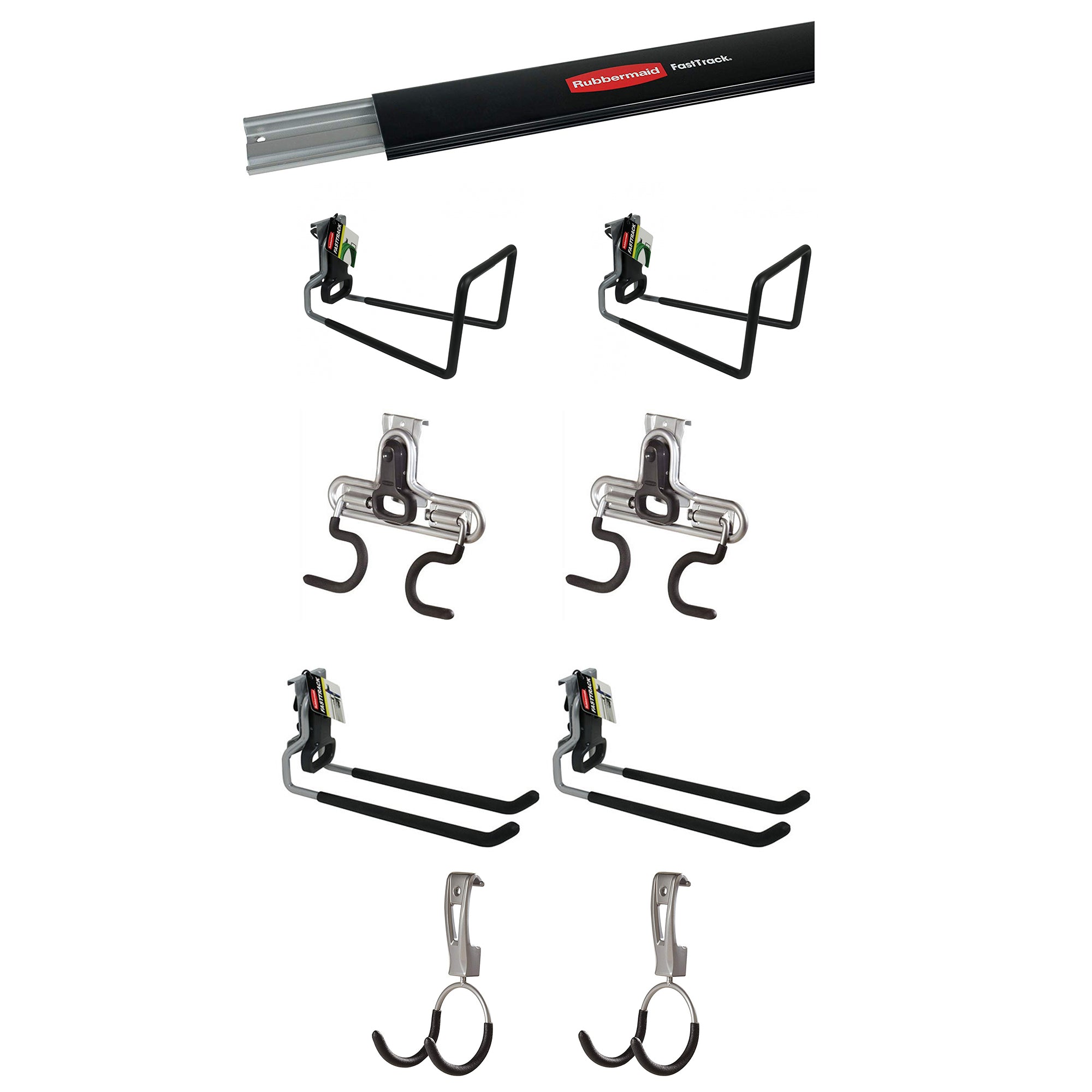 Rubbermaid FastTrack 48" Wall Mounted Storage Rails + Organizing Hook Assortment - VMInnovations