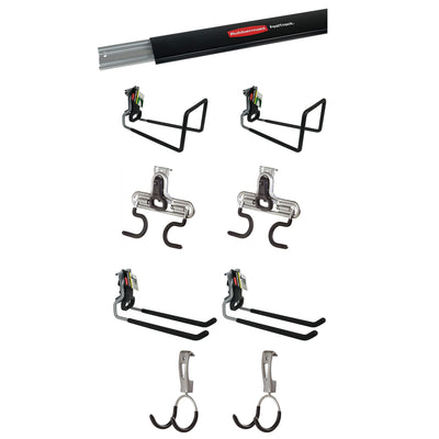 Rubbermaid FastTrack 48" Wall Mounted Storage Rails + Organizing Hook Assortment - VMInnovations