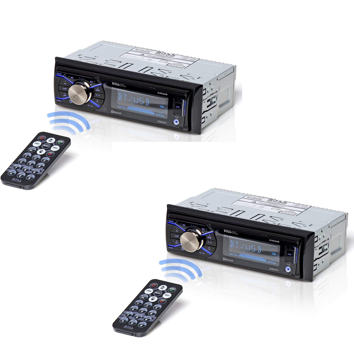 Boss 632UAB Single Din USB/SD AUX Bluetooth Multimedia Stereo Receiver (2 Pack)